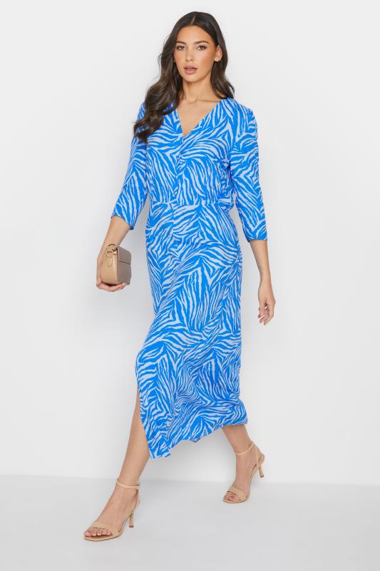 LTS Tall Bright Blue Zebra Print Tea Dress 2
