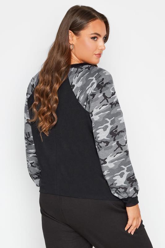 Plus Size LIMITED COLLECTION Black Camo Sleeve Sweatshirt | Yours Clothing 3