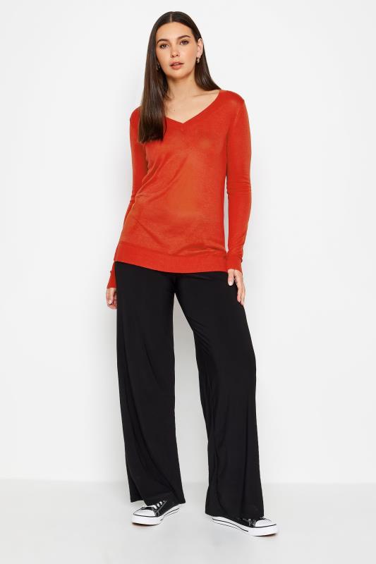 LTS Tall Womens Red Fine Knit V-Neck Jumper | Long Tall Sally 2