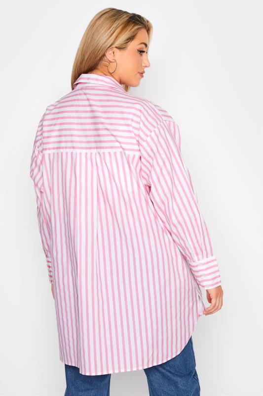 LIMITED COLLECTION Curve Pink Stripe Oversized Shirt_C.jpg