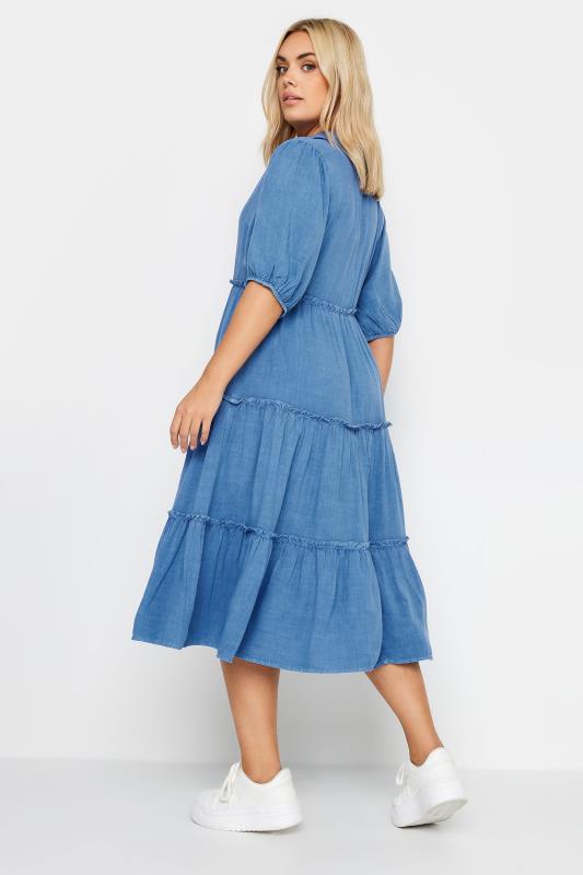 YOURS Plus Size Blue Midaxi Shirt Dress | Yours Clothing 3