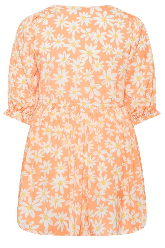 YOURS Plus Size Orange Floral Print Wrap Top | Yours Clothing 7