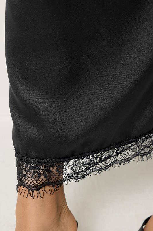 PixieGirl Petite Women's Black Lace Hem Satin Maxi Skirt | PixieGirl 5