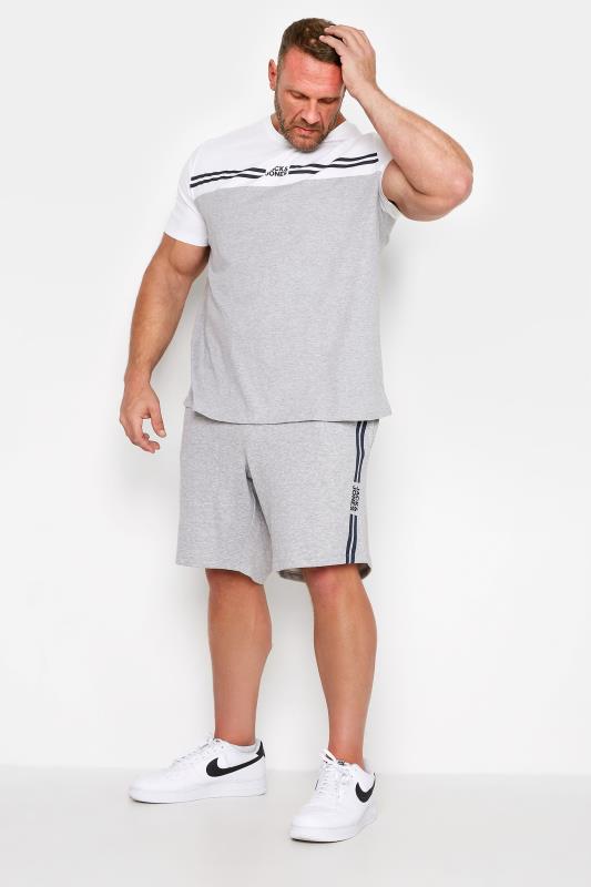 JACK & JONES Big & Tall White & Grey Steve T-Shirt & Shorts Set 1