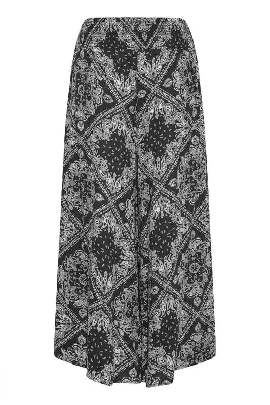 Plus Size Black Paisley Print Wide Leg Trousers | Yours Clothing  5