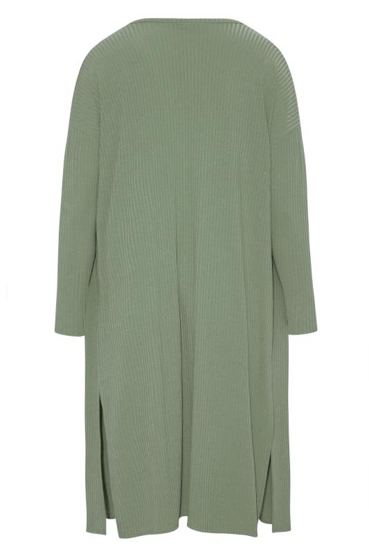 LIMITED COLLECTION Curve Green Ribbed Side Split Cardigan 6