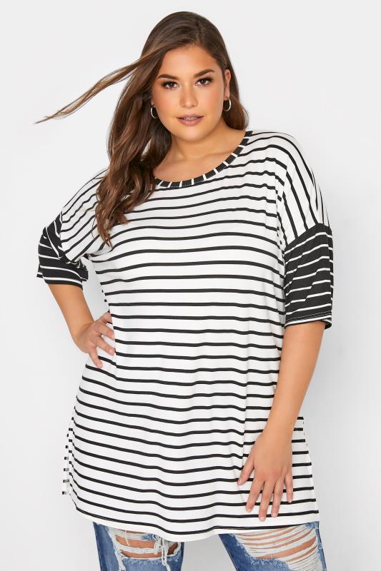 LIMITED COLLECTION Curve Black & White Stripe Oversized T-Shirt_21437A.jpg