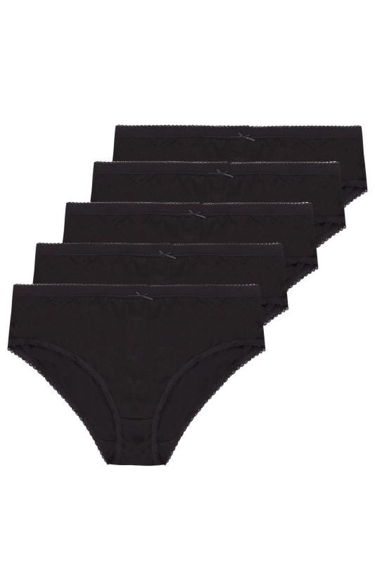 5 PACK Black High Leg Knickers | Yours Clothing 2