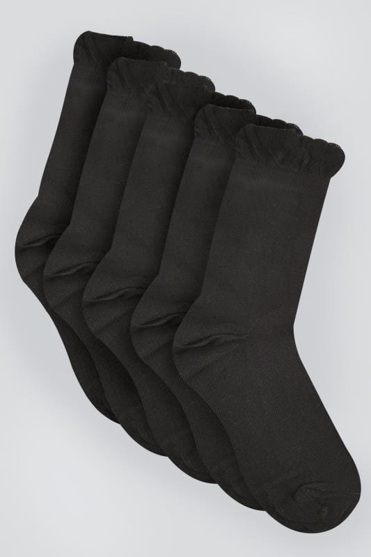 Plus Size 5 PACK Black Ankle Socks In Extra Wide Fit | Yours Clothing 2