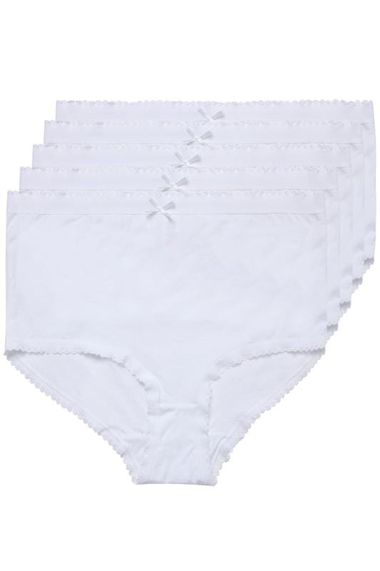5 PACK Curve White Cotton High Waisted Full Briefs 3
