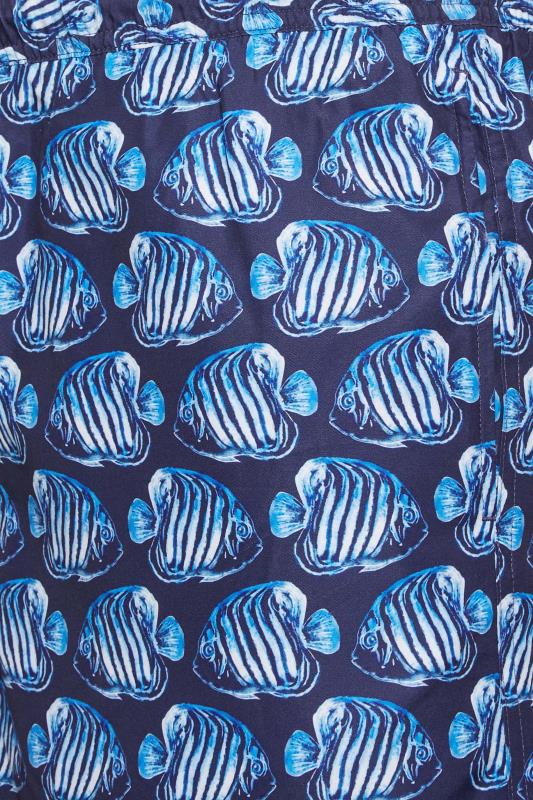 BadRhino Big & Tall Navy Blue Fish Print Swim Shorts | BadRhino  3