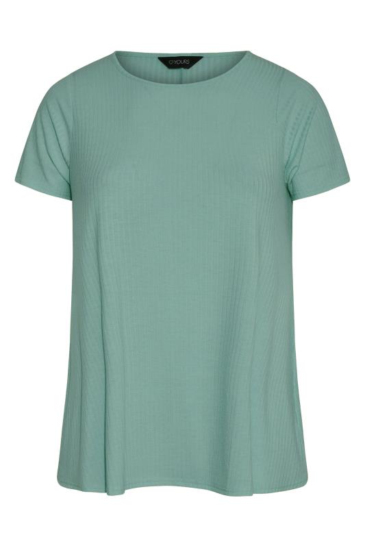 Plus Size Sage Green Ribbed Swing Top | Yours Clothing 5
