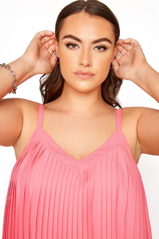 YOURS LONDON Pink Pleated Front Cami_D.jpg