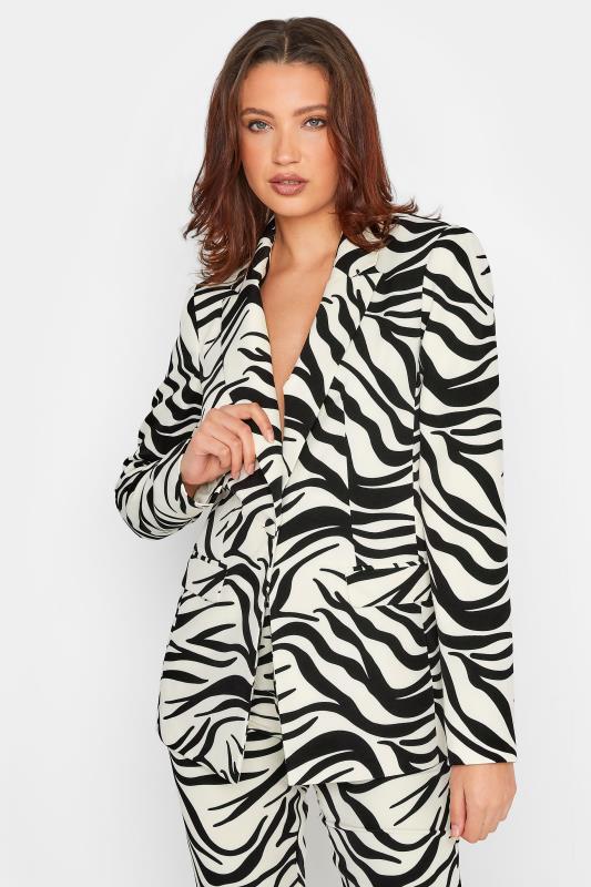 Tall  LTS Tall Black & White Zebra Print Tailored Blazer