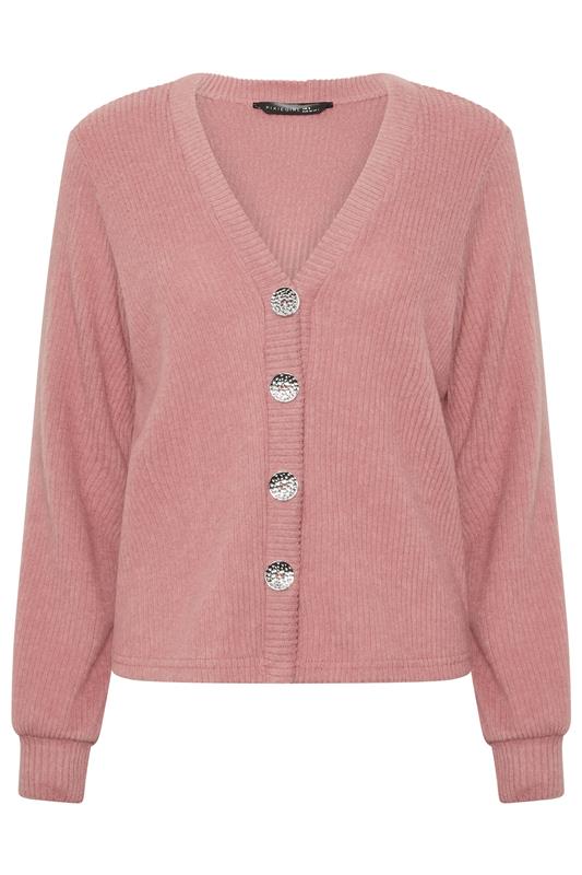 PixieGirl Petite Women's Pink Marl Ribbed Soft Touch Cardigan | PixieGirl 5