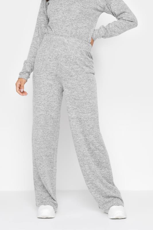 Petite  Petite Grey Soft Touch Wide Leg Trousers