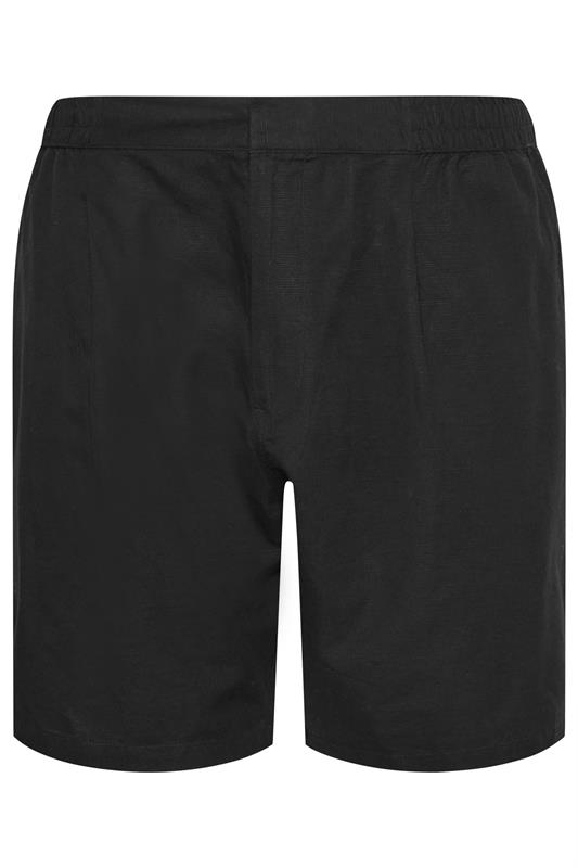 BadRhino Big & Tall Black Cotton Linen Mix Shorts | BadRhino 5