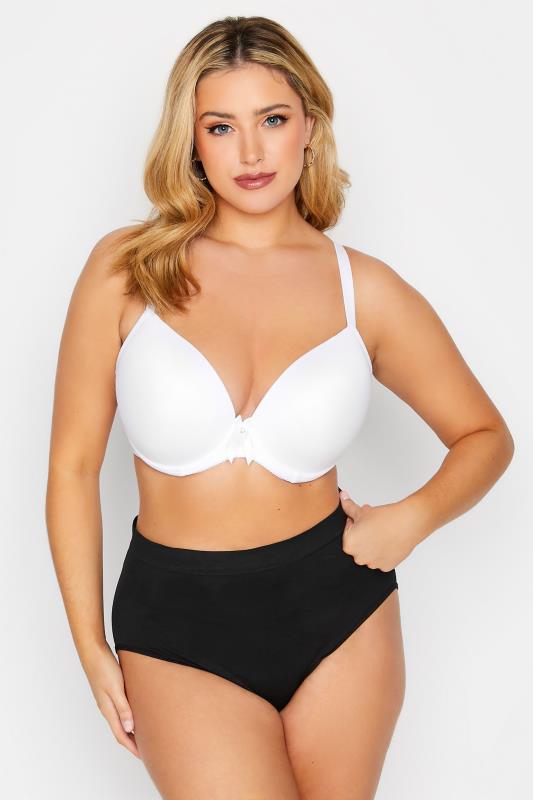 2 PACK Plus Size White & Black Plunge Microfibre Bras | Yours Clothing  4