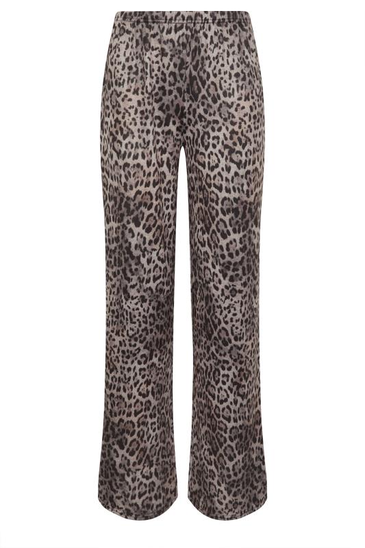 LTS Tall Grey Marl Animal Print Wide Leg Trousers | Long Tall Sally 4