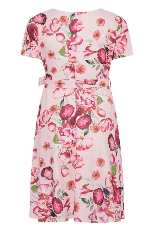 YOURS LONDON Plus Size Pink Floral Print Wrap Midi Dress | Yours Clothing 7