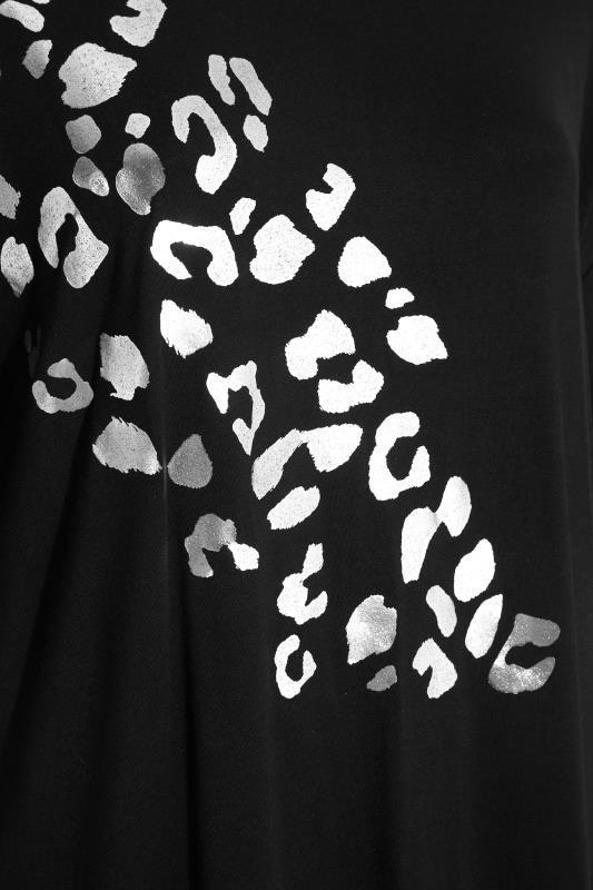 LIMITED COLLECTION Curve Black Foil Leopard Print Oversized T-Shirt 5