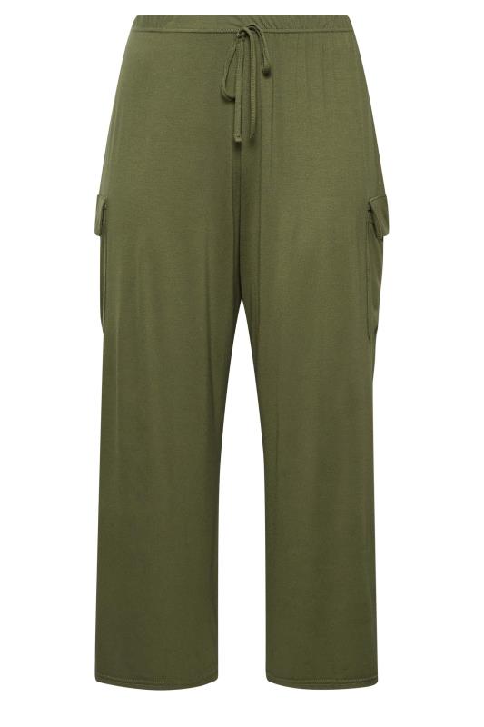 YOURS Curve Plus Size Khaki Green Wide Leg Cargo Trousers | Yours Clothing  4