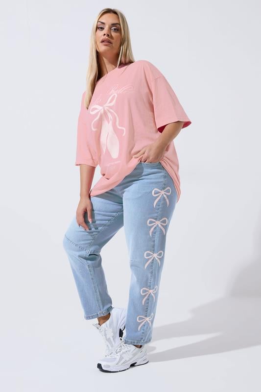  LIMITED COLLECTION vaqueros de pierna ancha con estampado de lazos azules