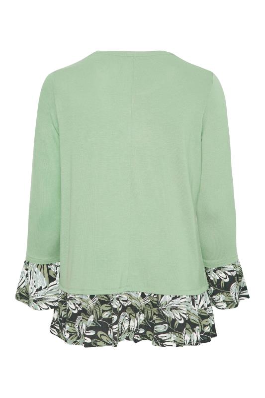 Plus Size Green Floral Print Panel Top | Yours Clothing  7