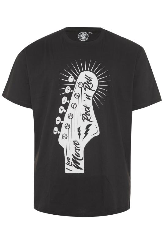 KAM Big & Tall Black Rock N Roll Guitar Head T-Shirt 3