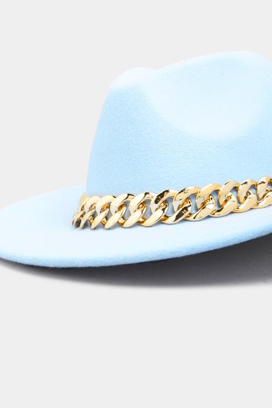 Blue Chain Fedora Hat | Yours Clothing  4