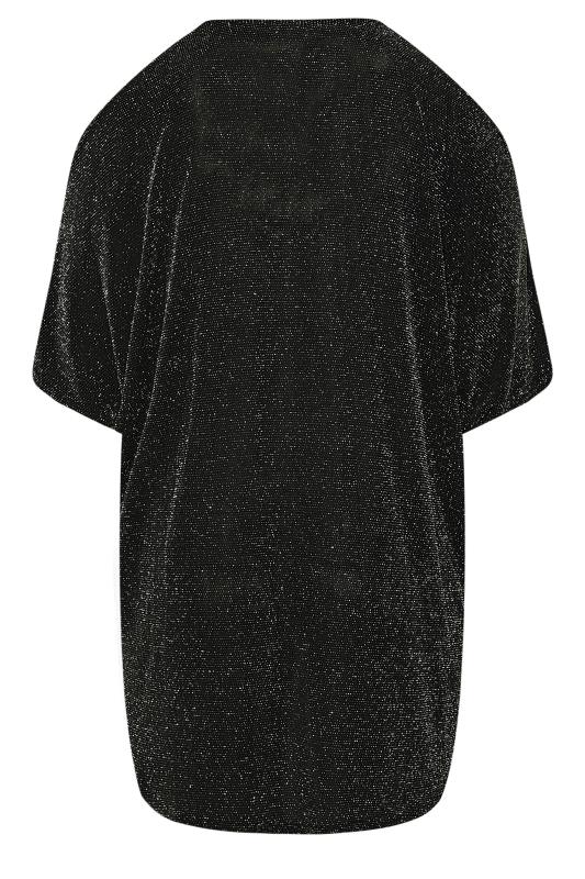 YOURS LONDON Plus Size Black Glitter Cold Shoulder Cape Top | Yours Clothing 7