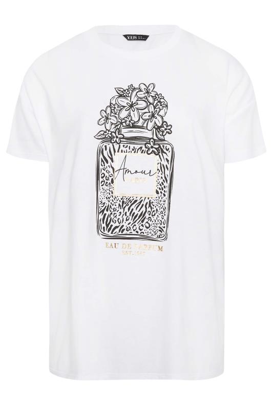YOURS Plus Size White 'Amour' Perfume Print T-Shirt | Yours Clothing 6