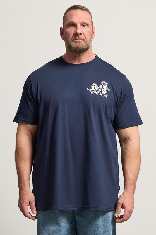 BadRhino Big & Tall Navy Blue Extra Long 'Cartoon Golf' Graphic T-Shirt | BadRhino 1