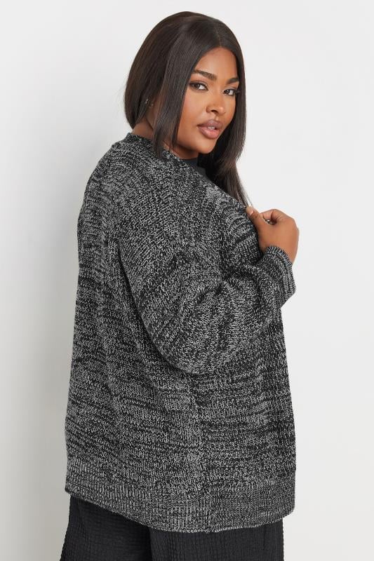 YOURS Plus Size Grey Knitted Balloon Sleeve Cardigan | Yours Clothing  3