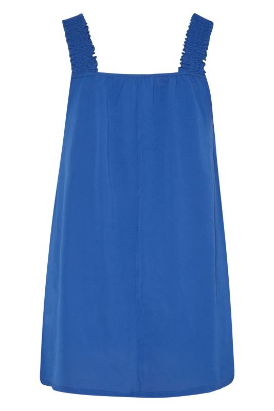 LIMITED COLLECTION Plus Size Cobalt Blue Shirred Strap Vest Top | Yours Clothing  7