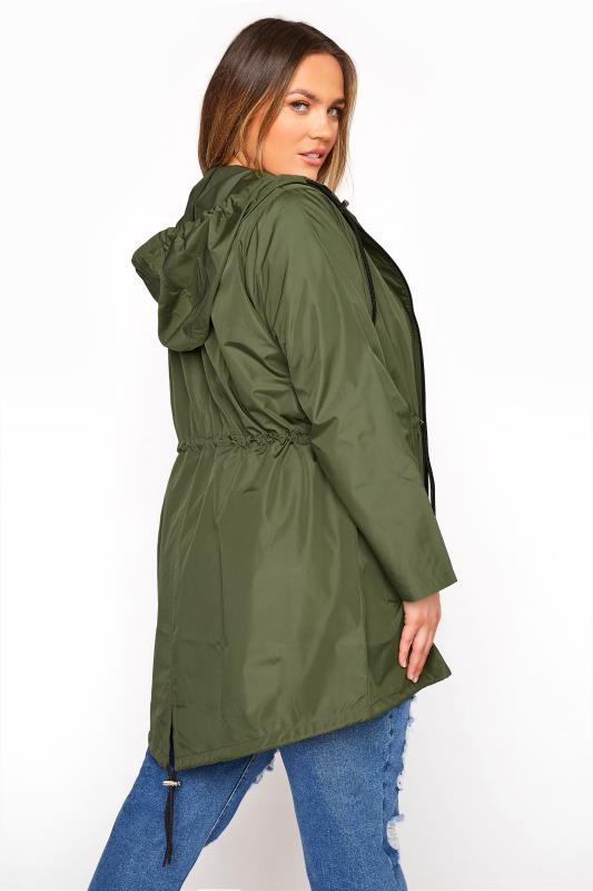 Womens Clothing Jackets Padded and down jackets Yours Clothing Synthetic Curve Khaki Green Pocket Parka Jacket 