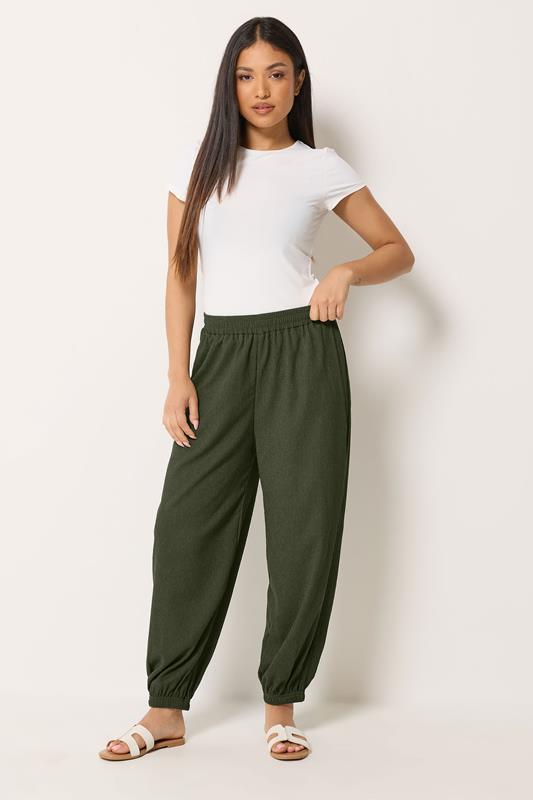 M&Co Petite Khaki Green Balloon Trousers | M&Co 1