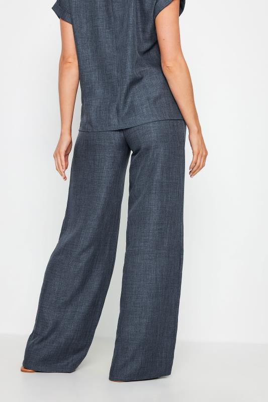 LTS Tall Women's Navy Blue Textured Wide Leg Trousers | Long Tall Sally 4