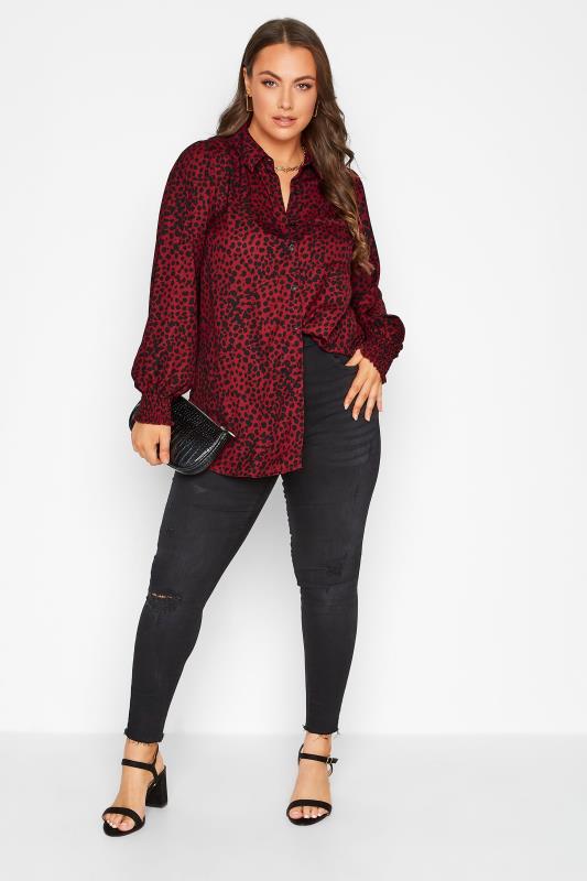 LIMITED COLLECTION Plus Size Wine Red Dalmatian Print Shirt | Yours Clothing 2