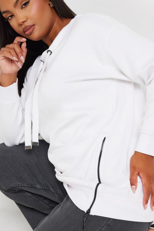 YOURS Curve Plus Size White Side Split Sweatshirt | Yours Clothing  4