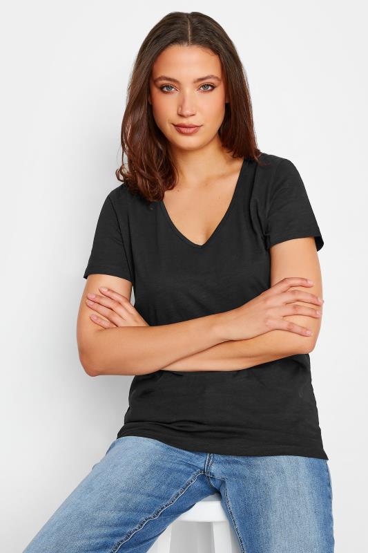 LTS Tall Women's Black Short Sleeve Cotton T-Shirt | Long Tall Sally 1