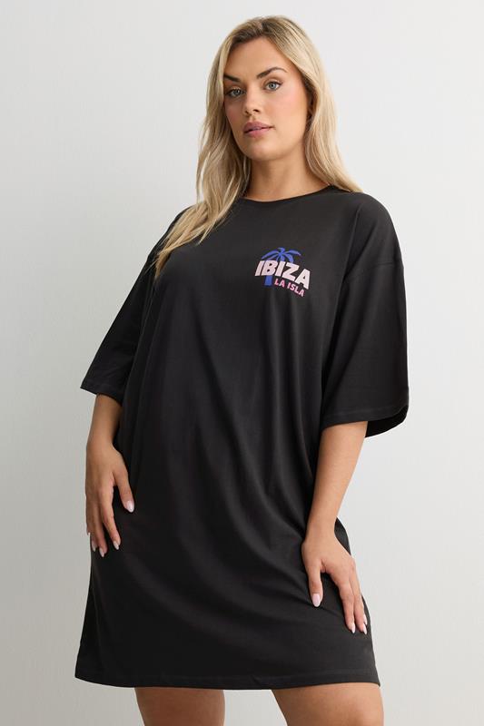 YOURS Curve Black 'Ibiza' Sleep Tee Nightdress