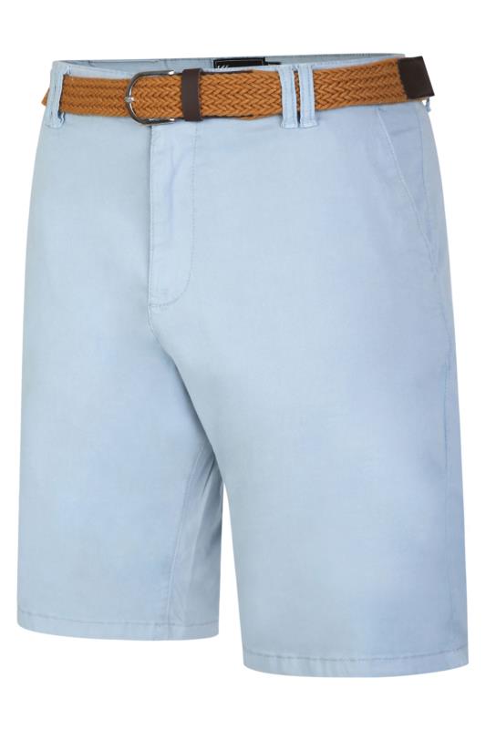 KAM Big & Tall Blue Belted Oxford Shorts 3