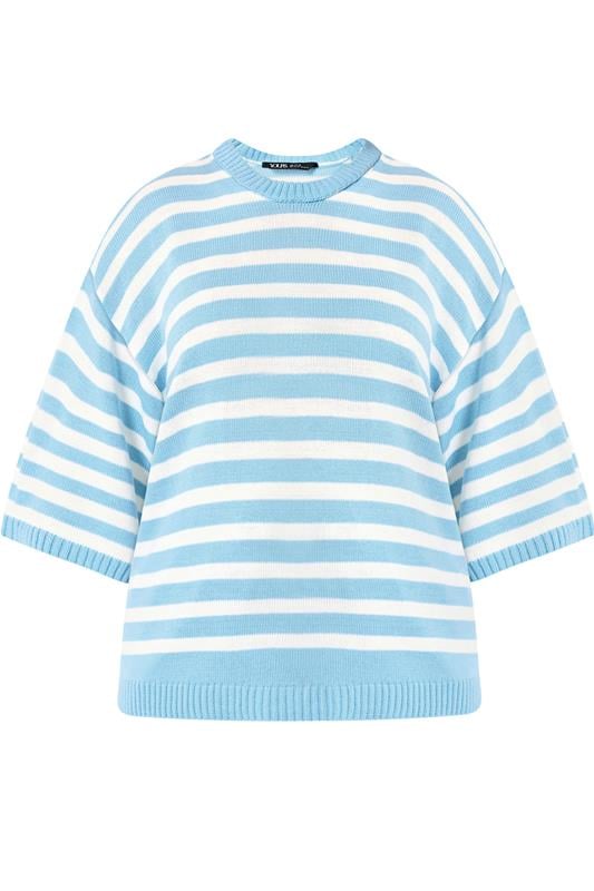 YOURS Plus Size Blue Striped Knitted Jumper | Yours Clothing 5
