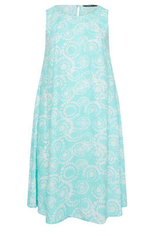 YOURS Plus Size Aqua Blue Tie Dye Print Swing Dress | Yours Clothing 6