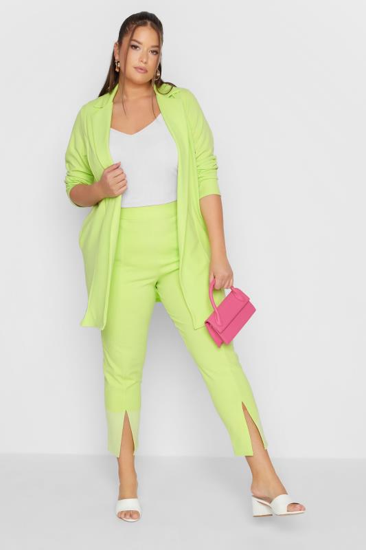 LIMITED COLLECTION Plus Size Lime Green Scuba Blazer | Yours Clothing 2