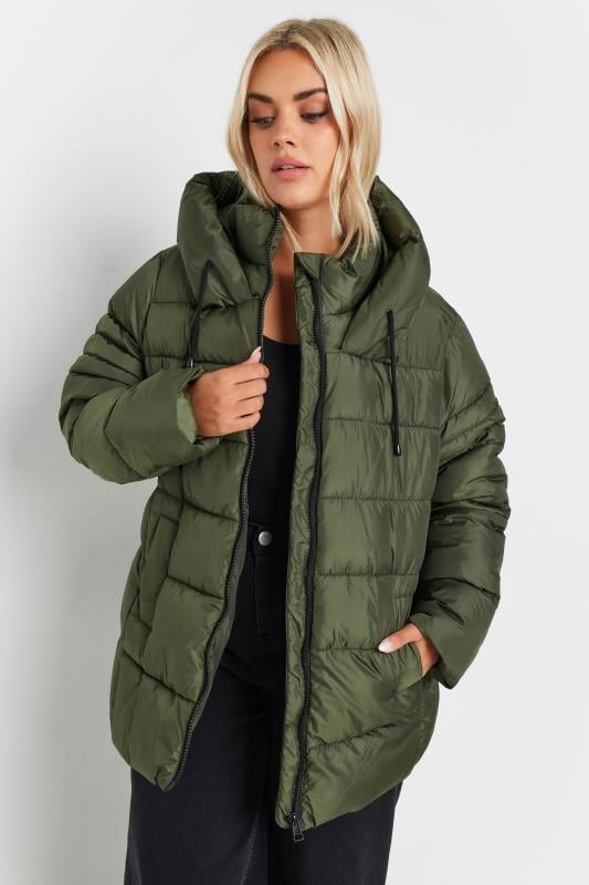 YOURS Curve Green Sporty Puffer Coat | Yours Clothing 2