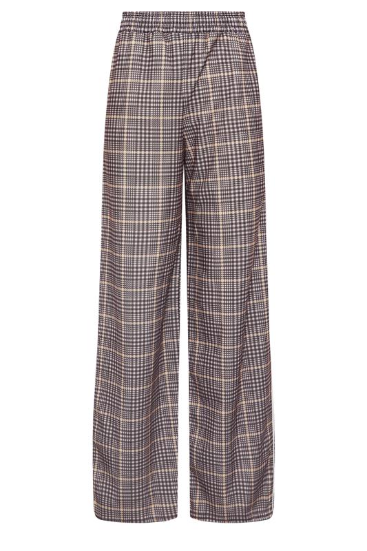 LTS Tall Women's Brown Check Piped Wide Leg Trousers | Long Tall Sally 5