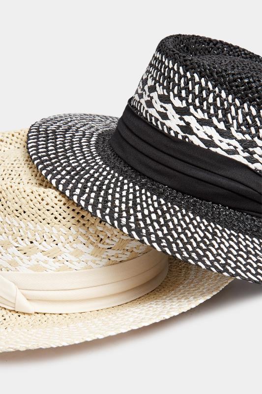 Natural Brown & White Contrast Straw Boater Hat | Yours Clothing 4