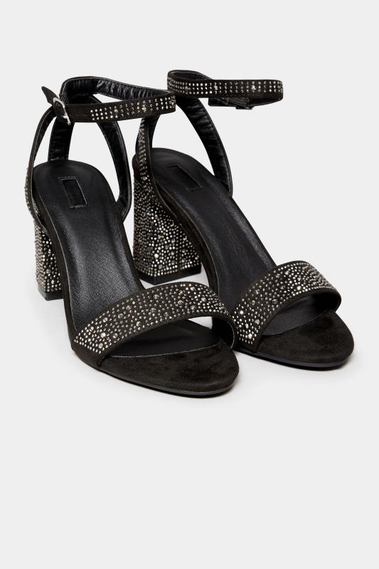 LIMITED COLLECTION Black Faux Suede Diamante Embellished Heels In Wide E Fit & Extra Wide EEE Fit 2
